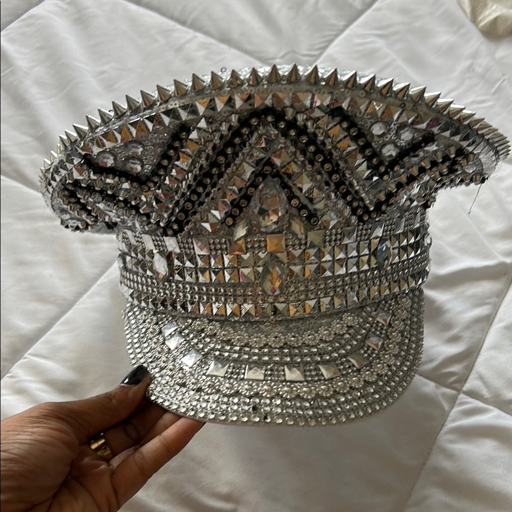 Studded Silver Captain Hat